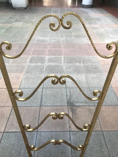 Gold Wrought Iron Chair Velvet Seat Pierre Luigi Colli 1950