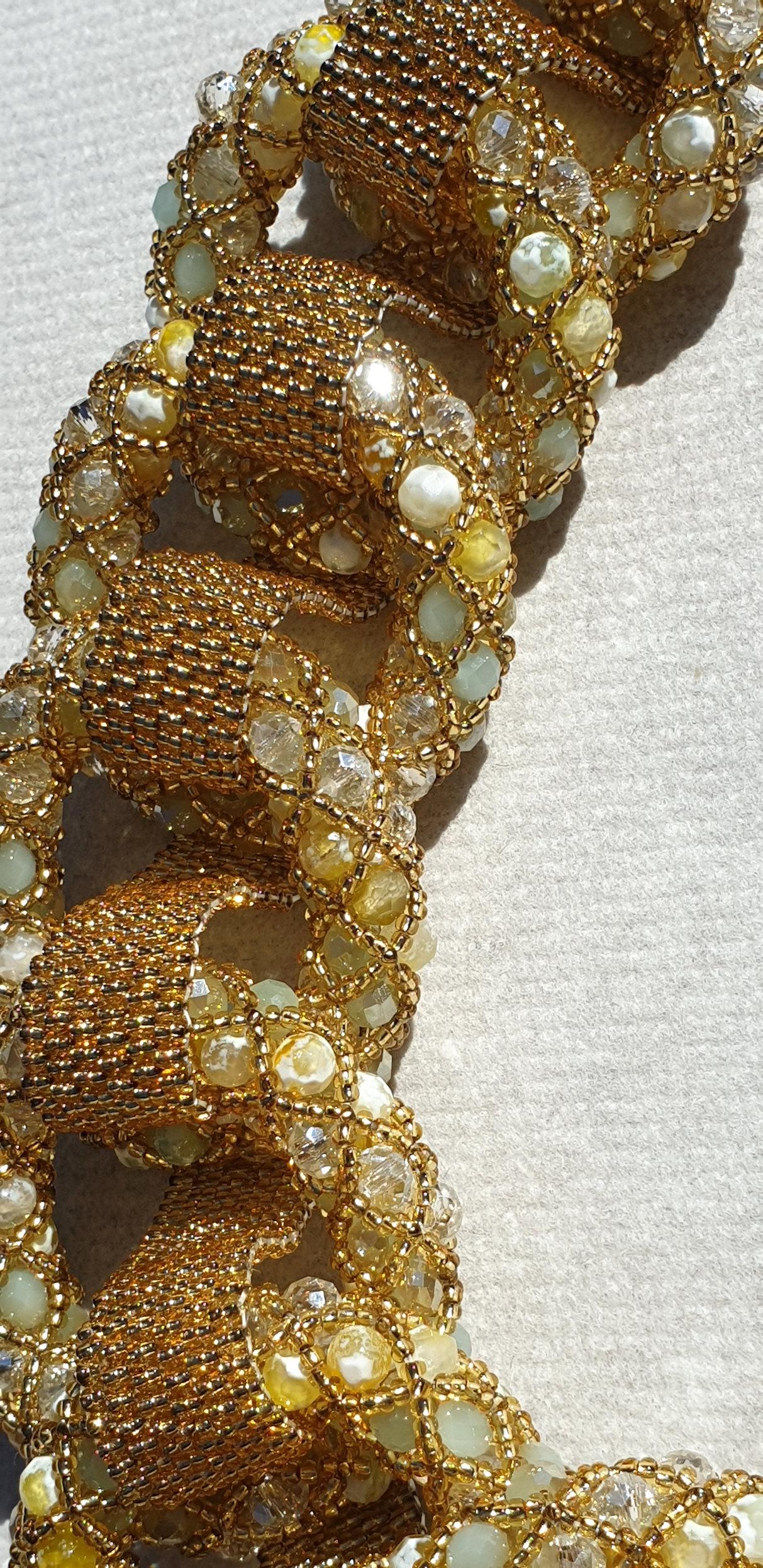 Artist Gold Murano Glass Beaded Fashion Necklace  For Sale