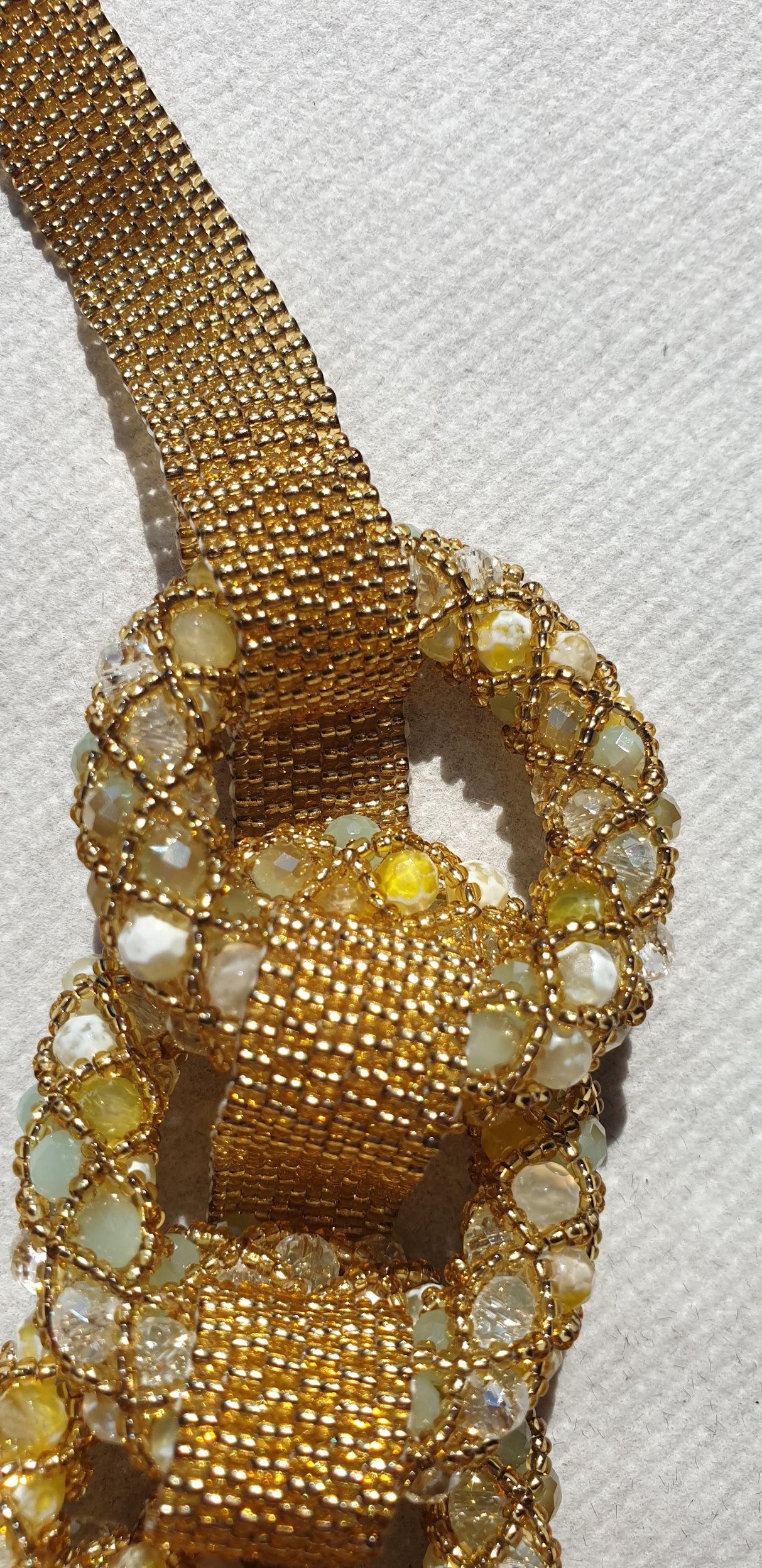 Gold Murano Glass Beaded Fashion Necklace  In New Condition For Sale In Dallas, TX
