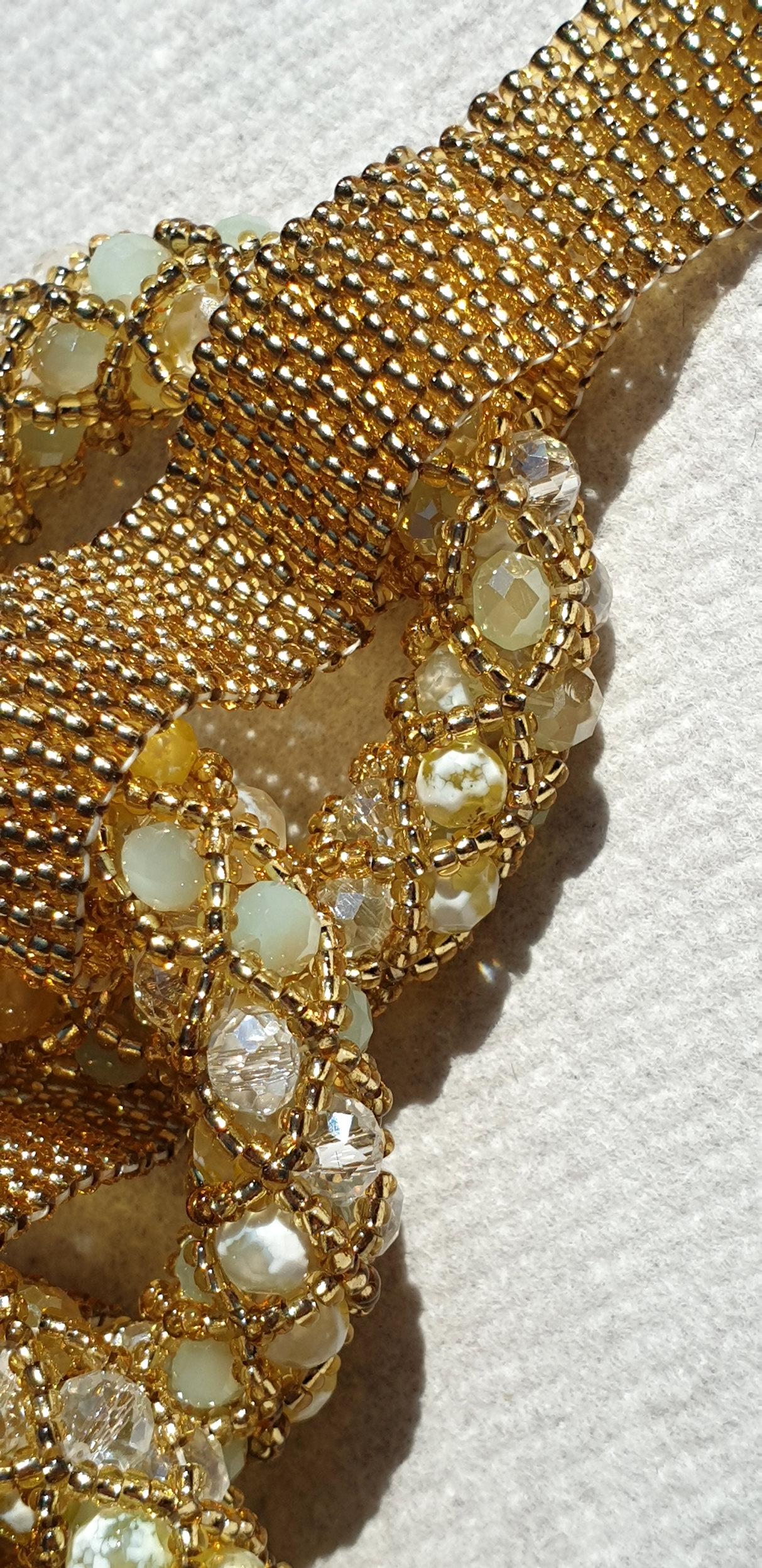 Women's Gold Murano Glass Beaded Fashion Necklace For Sale