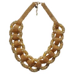 Halskette aus Gold und Muranoglas mit Perlen in Mode 
