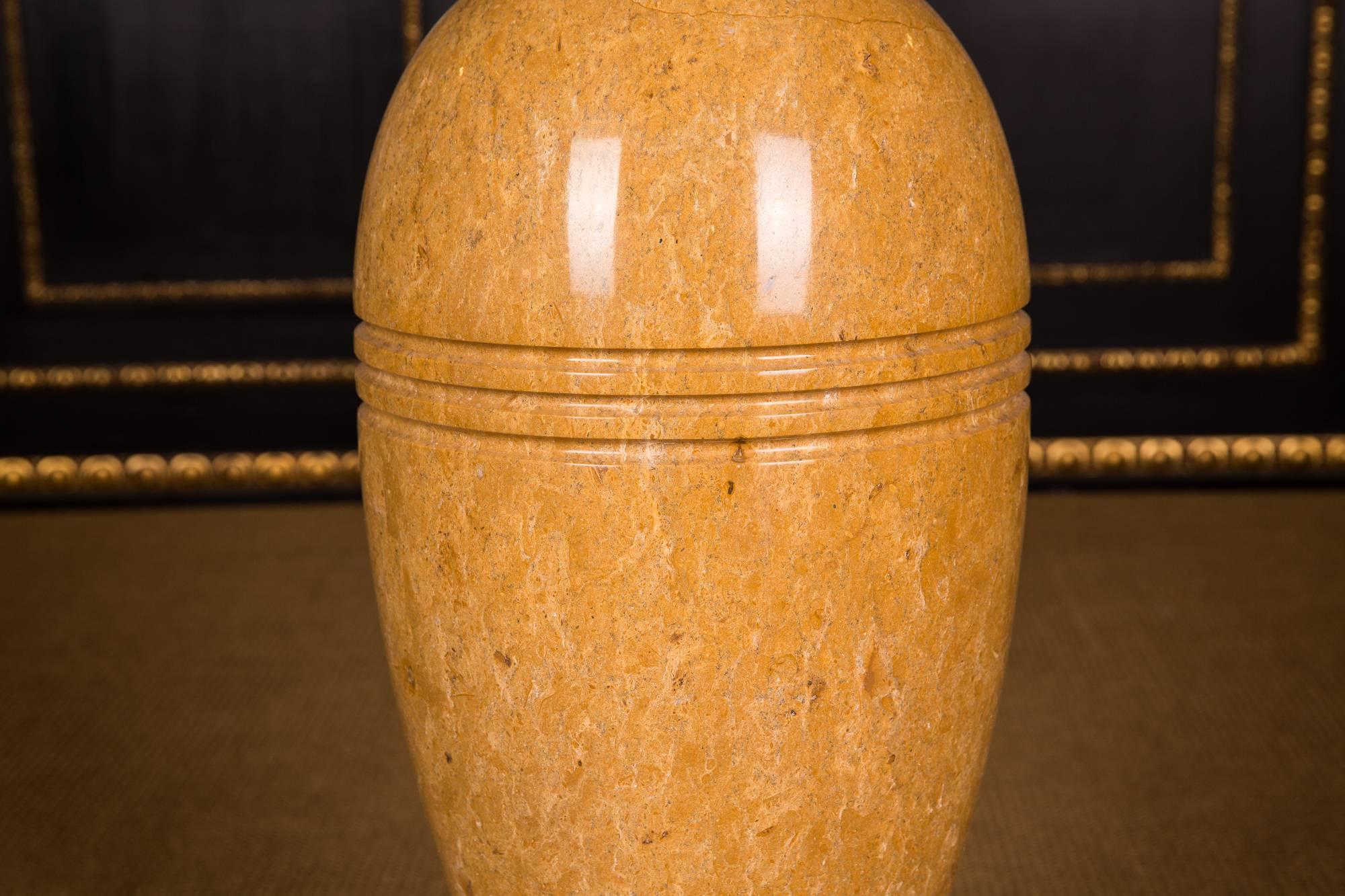 Art Deco Gold Yellow Floor Vase Natural Marble, 70 Kg