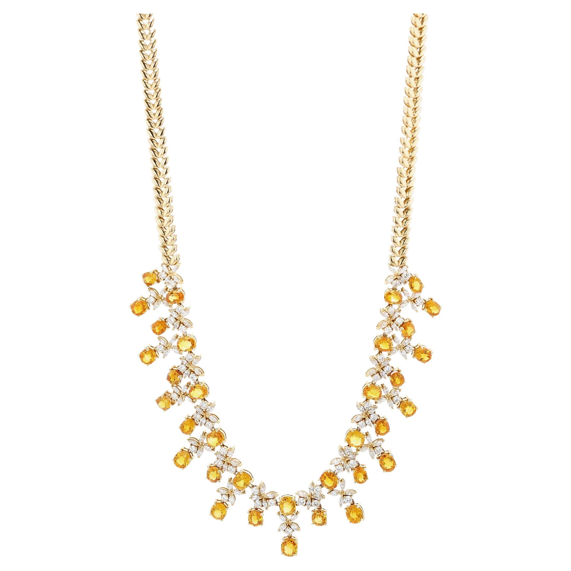 Gold, Yellow Sapphire, and Diamond Necklace