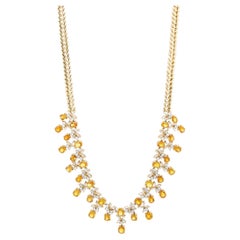Gold, Yellow Sapphire, and Diamond Necklace