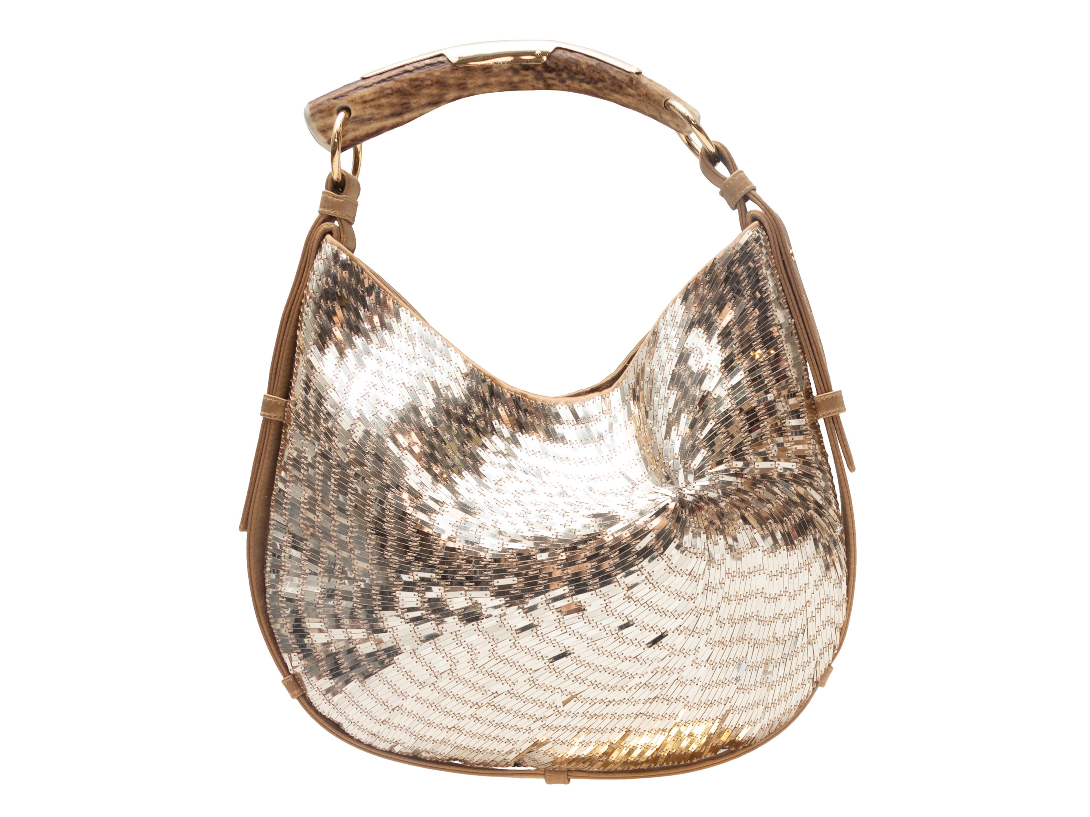 Goldfarbene Yves Saint Laurent Mombasa Umhängetasche mit Pailletten im Zustand „Gut“ im Angebot in New York, NY