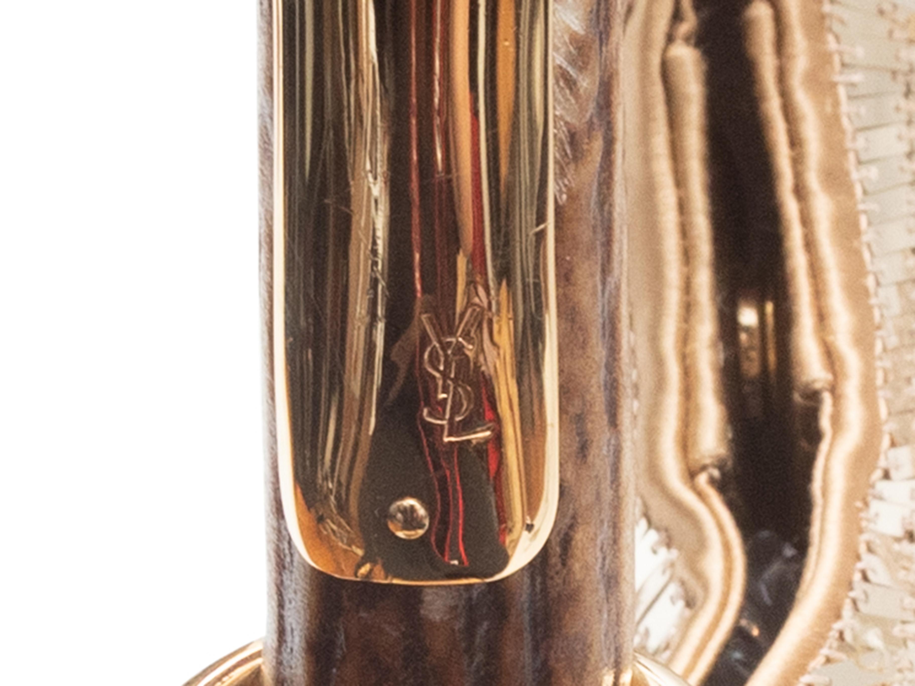 Goldfarbene Yves Saint Laurent Mombasa Umhängetasche mit Pailletten im Angebot 1