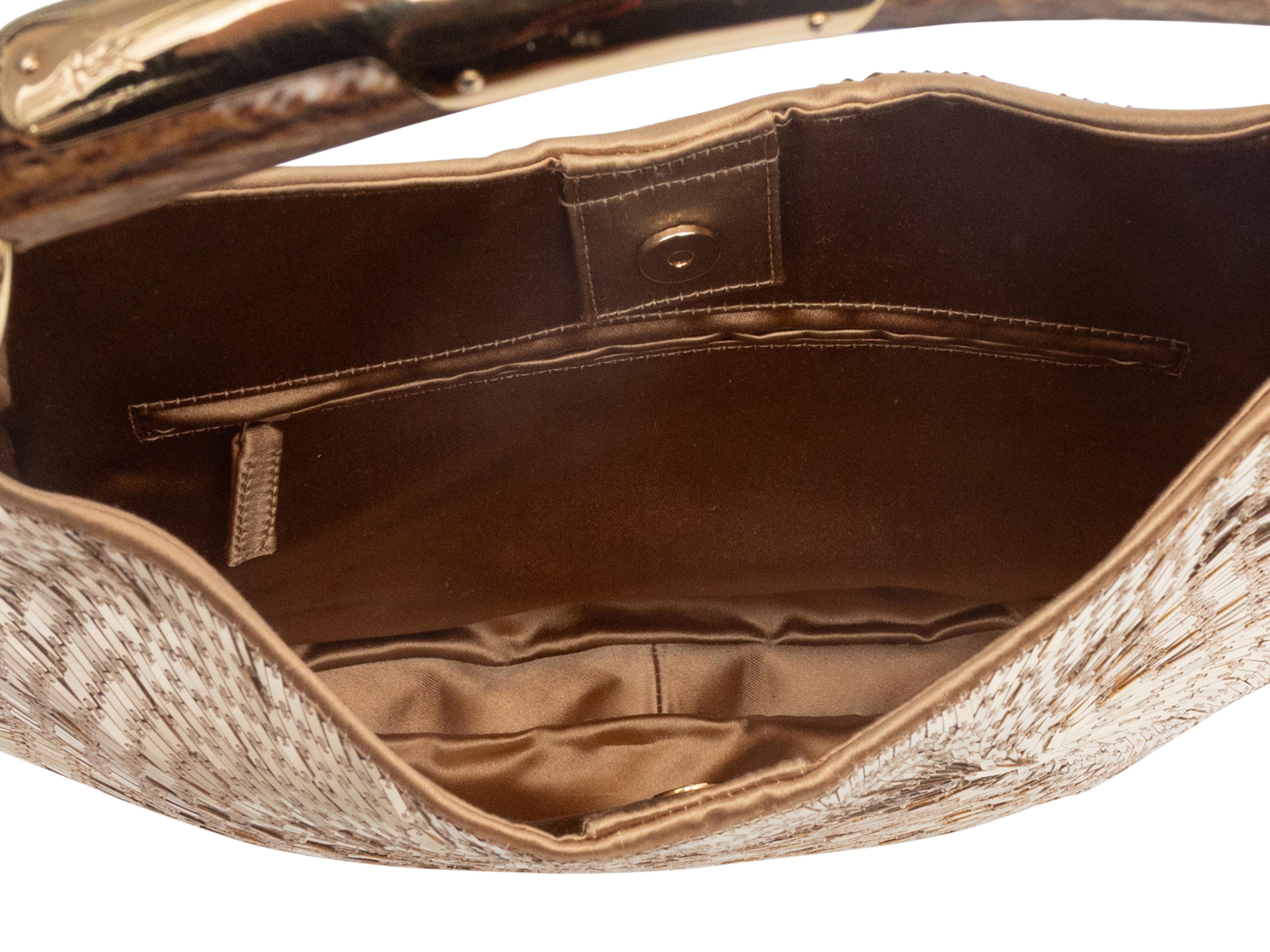 Goldfarbene Yves Saint Laurent Mombasa Umhängetasche mit Pailletten im Angebot 3