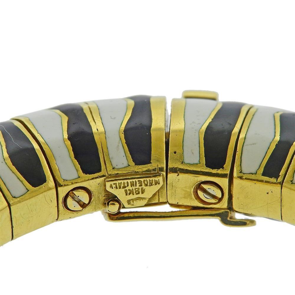 Women's or Men's Gold Zebra Ruby Diamond Enamel Bracelet