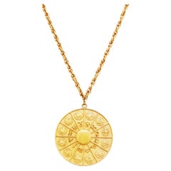 Gold Zodiac Medallion Pendant Necklace By Napier, 1970s