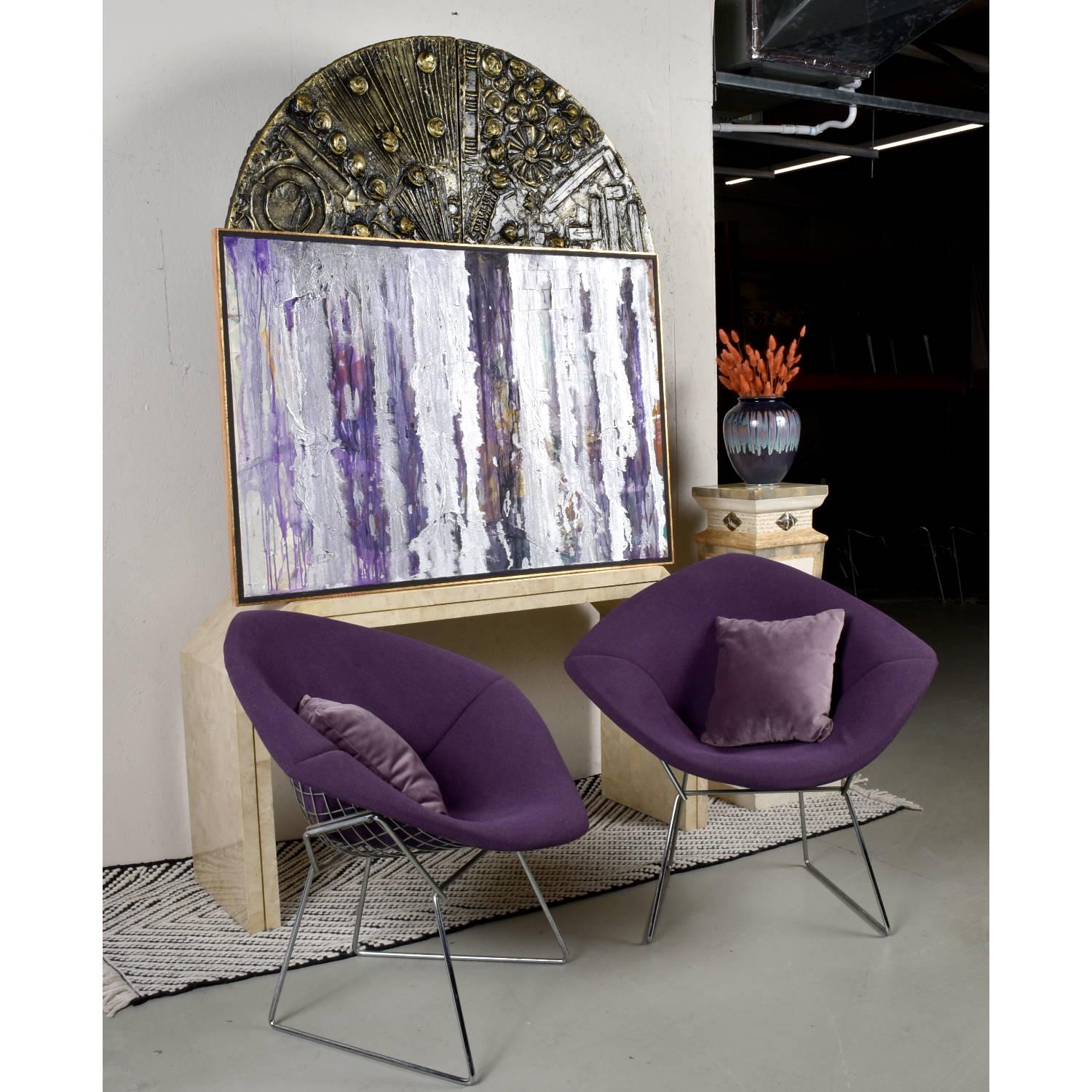 Goldberg Pintura expresionista abstracta púrpura y plateada de la Escuela de Nueva York de los años 60 en venta 3