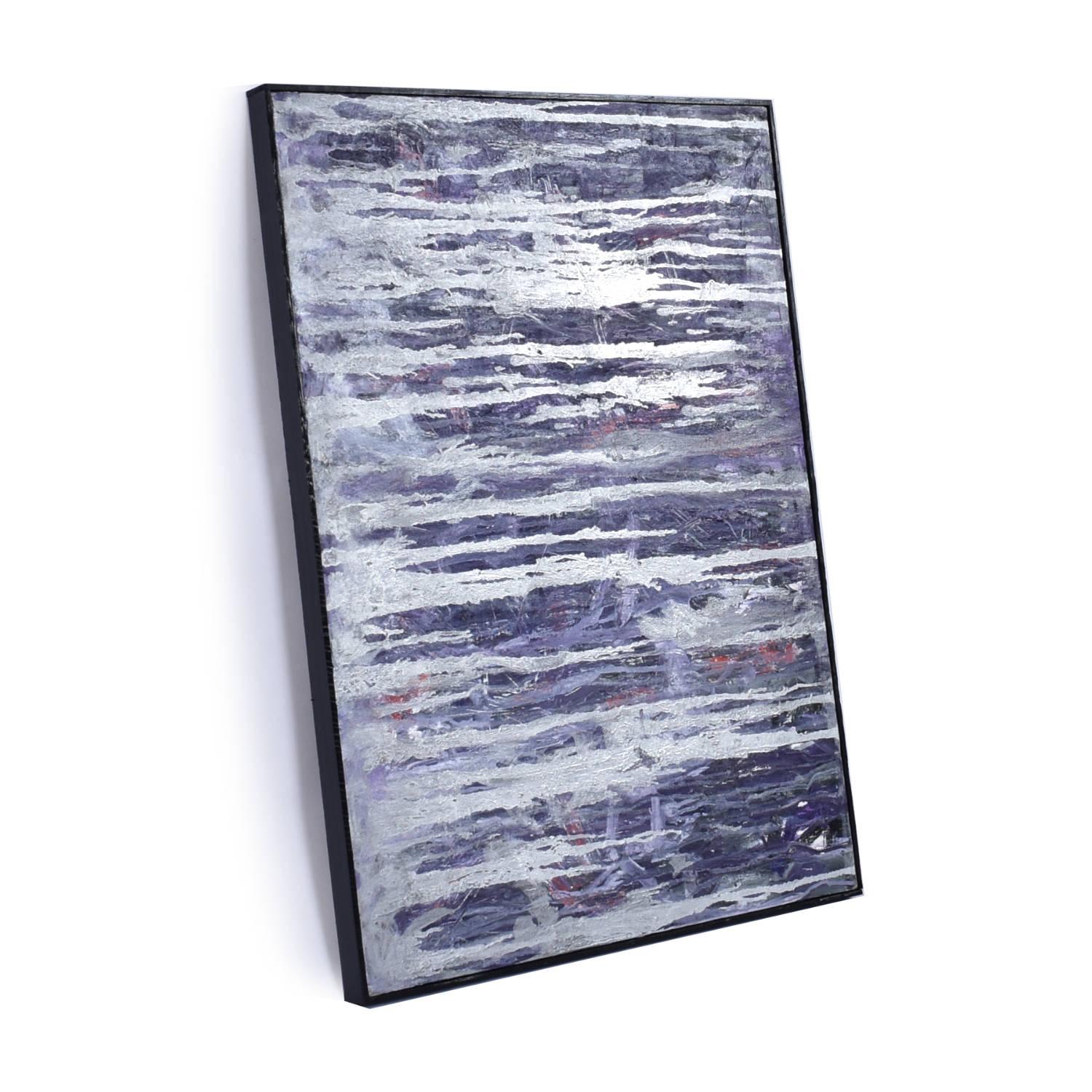 Goldberg Pintura expresionista abstracta púrpura y plateada de la Escuela de Nueva York de los años 60 Moderno de mediados de siglo en venta