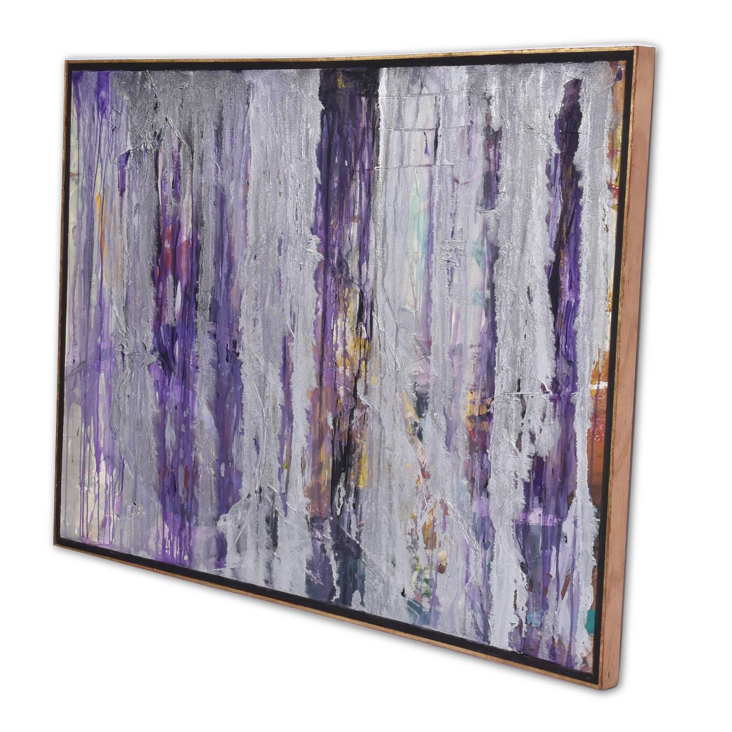 Goldberg Pintura expresionista abstracta púrpura y plateada de la Escuela de Nueva York de los años 60 Estadounidense en venta