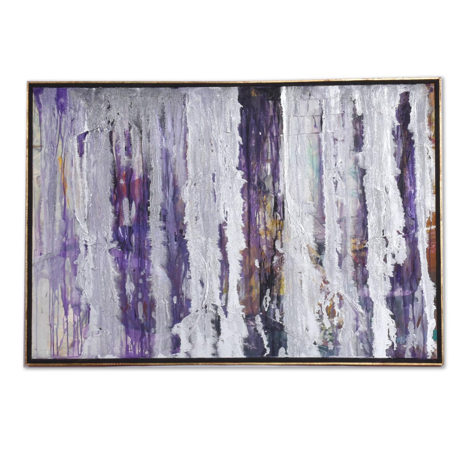 Goldberg Pintura expresionista abstracta púrpura y plateada de la Escuela de Nueva York de los años 60 en Excelente estado para la venta en Chattanooga, TN