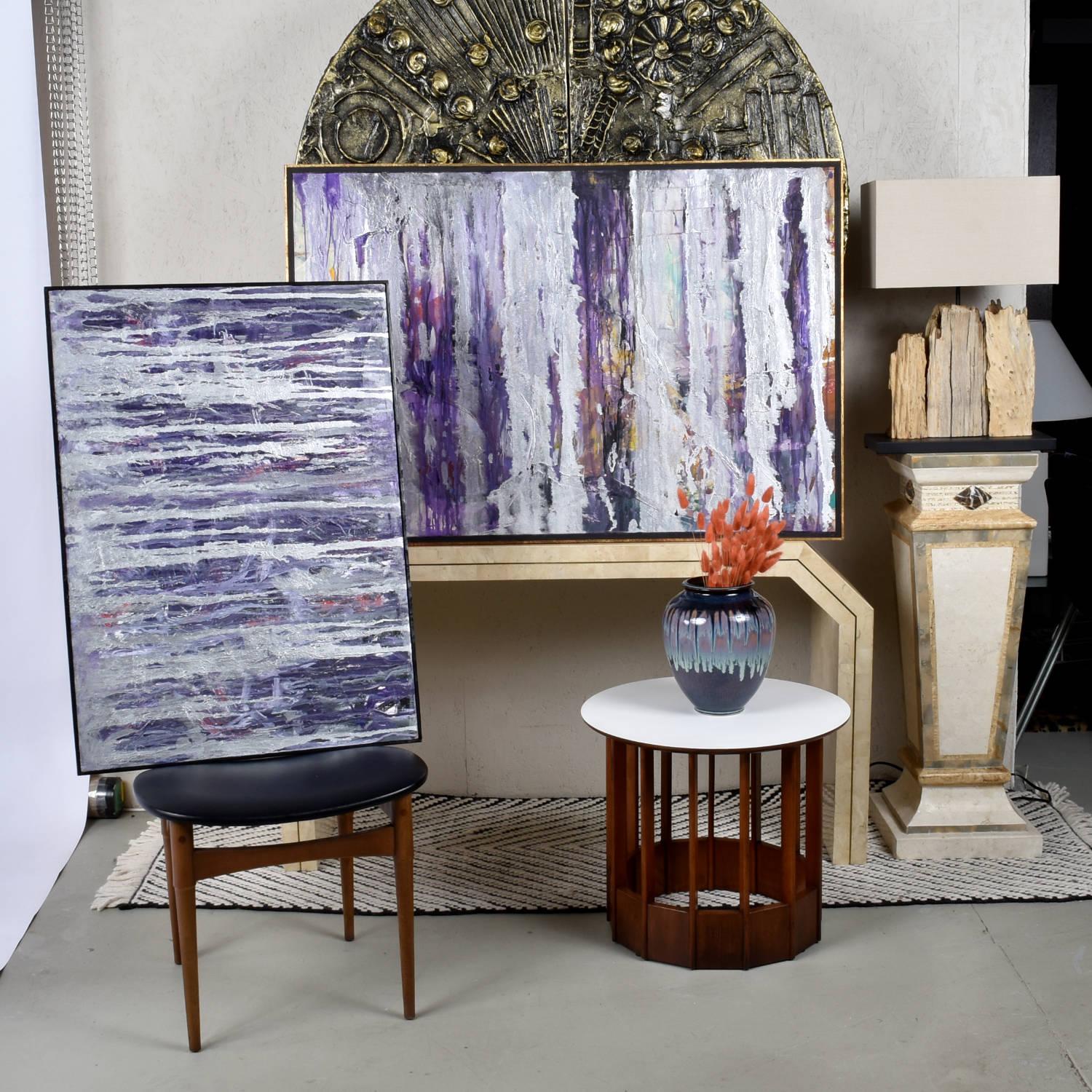 Goldberg Pintura expresionista abstracta púrpura y plateada de la Escuela de Nueva York de los años 60 en Excelente estado para la venta en Chattanooga, TN