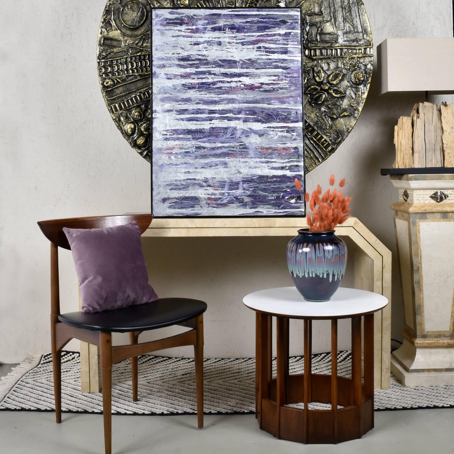 Goldberg Pintura expresionista abstracta púrpura y plateada de la Escuela de Nueva York de los años 60 mediados del siglo XX en venta