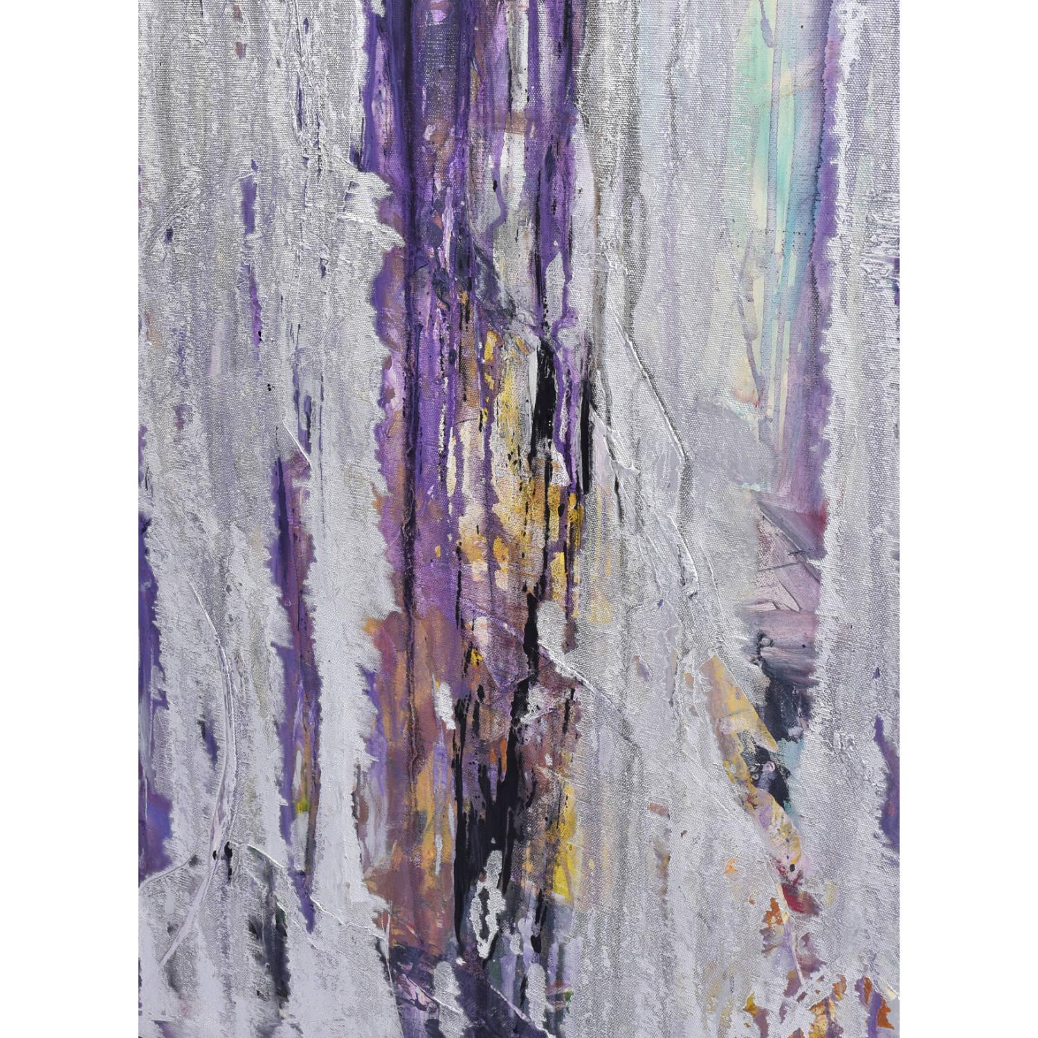 Goldberg Pintura expresionista abstracta púrpura y plateada de la Escuela de Nueva York de los años 60 en venta 1