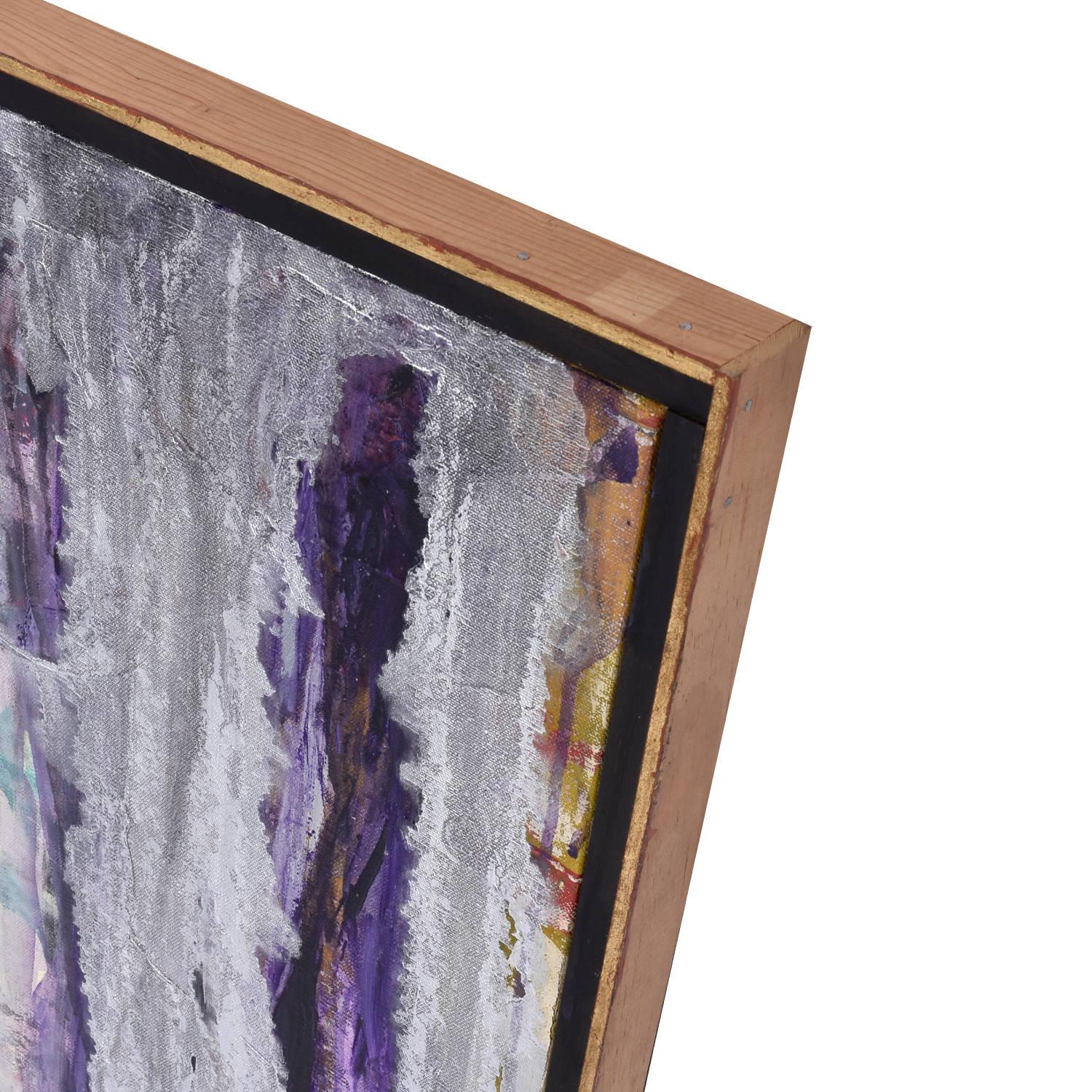 Goldberg Pintura expresionista abstracta púrpura y plateada de la Escuela de Nueva York de los años 60 en venta 2