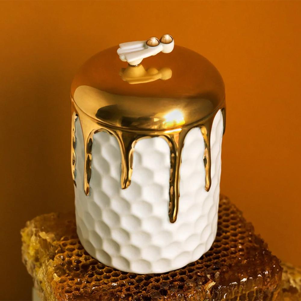 Gold Plate Golded Bee Candle Box  For Sale