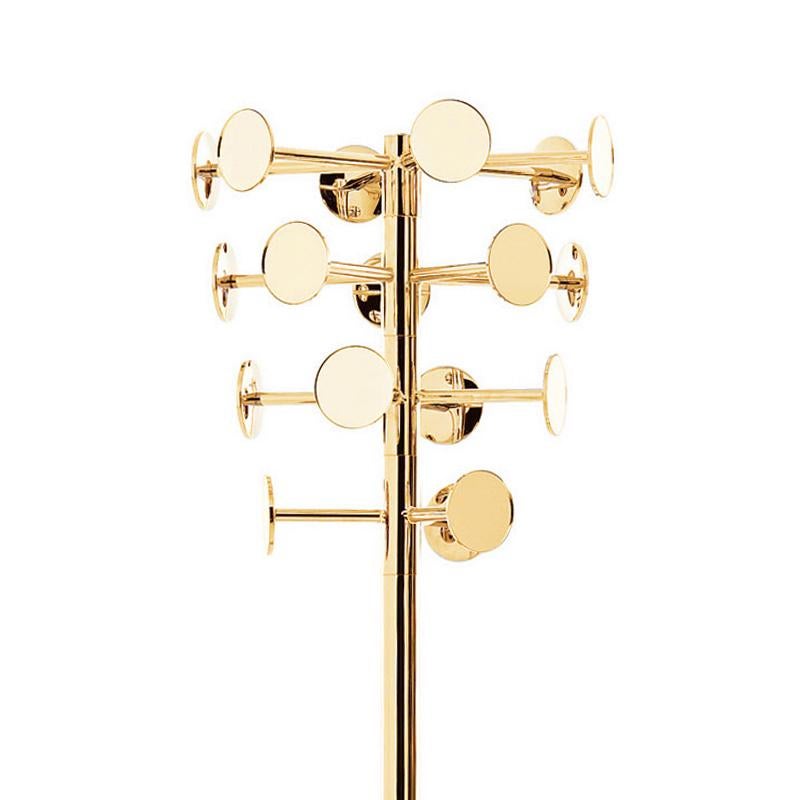 Coat hanger golded in forged metal and
in gold plated with 24-karat. With 18 mirrored
corolla. Diameter: 41cm, height: 176cm,
price: 4800,00€
Also available with 6 swiveled mirrored corolla.
Diameter: 41cm, height: 165cm, price: 2990,00€.
Also