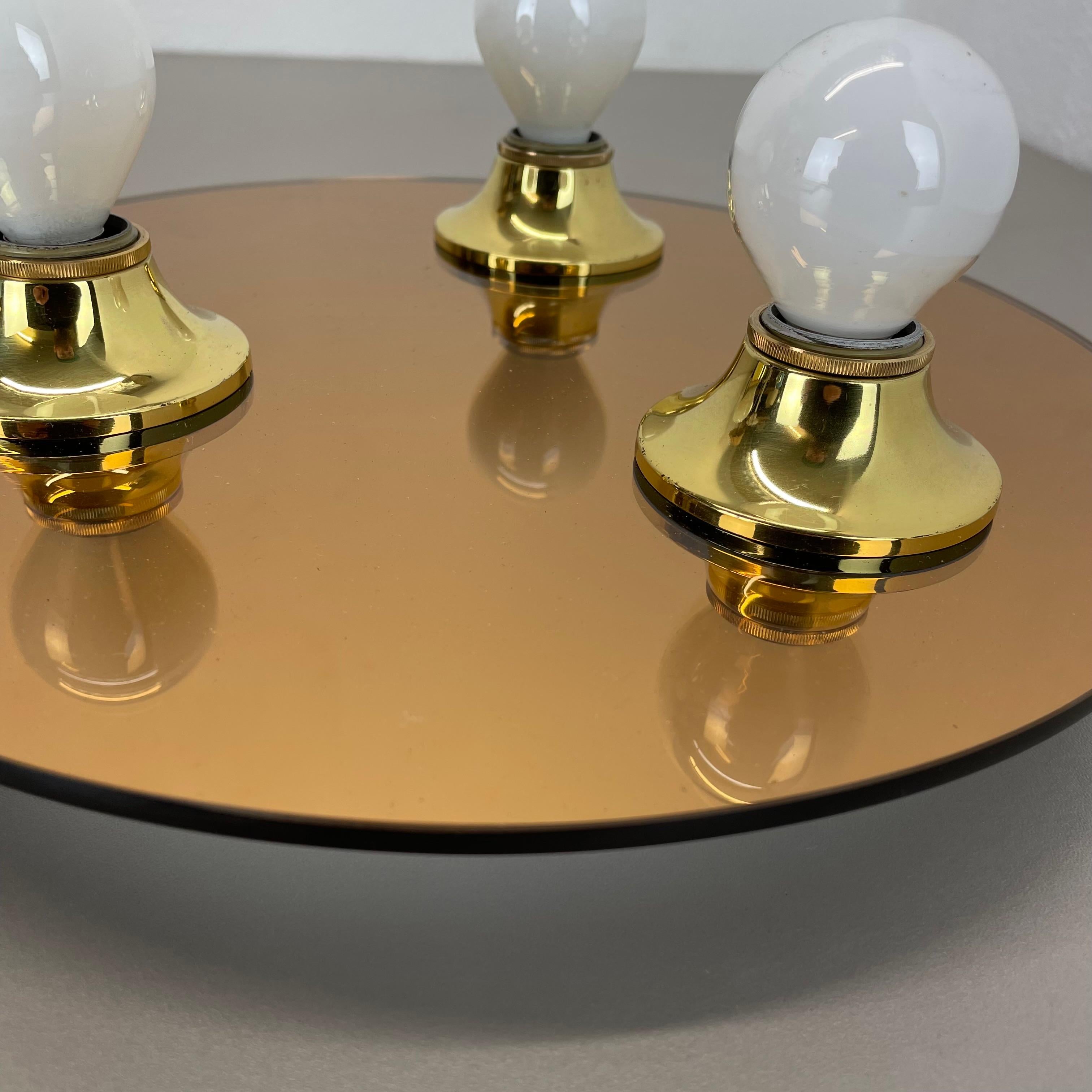 Aplique Espejo Dorado 30cm Pop Art Space Age by Eglo Light Alemania, Años 80 Metal en venta