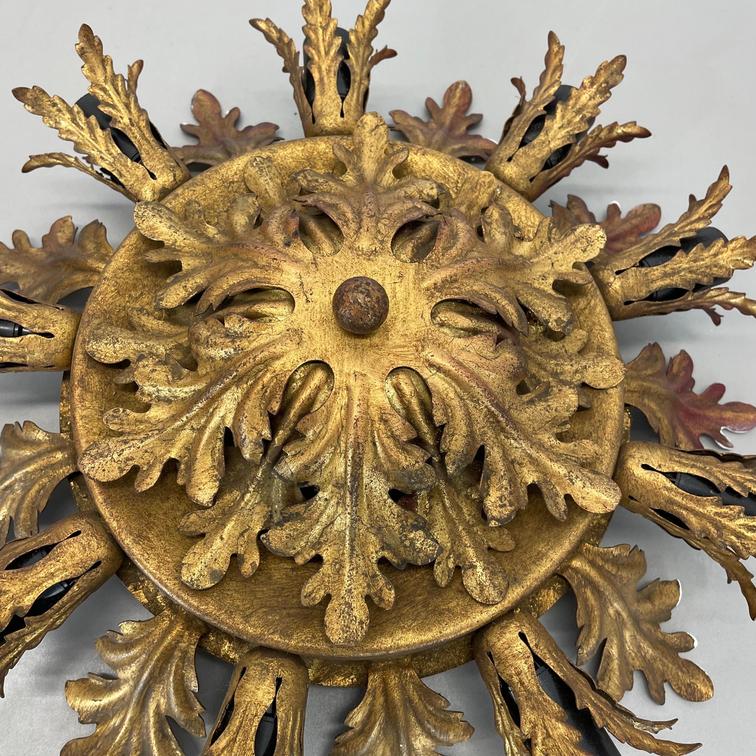 Plafoniera da teatro Florentine Golden 40cm di Banci Firenze , Italia, anni '60 in vendita 4