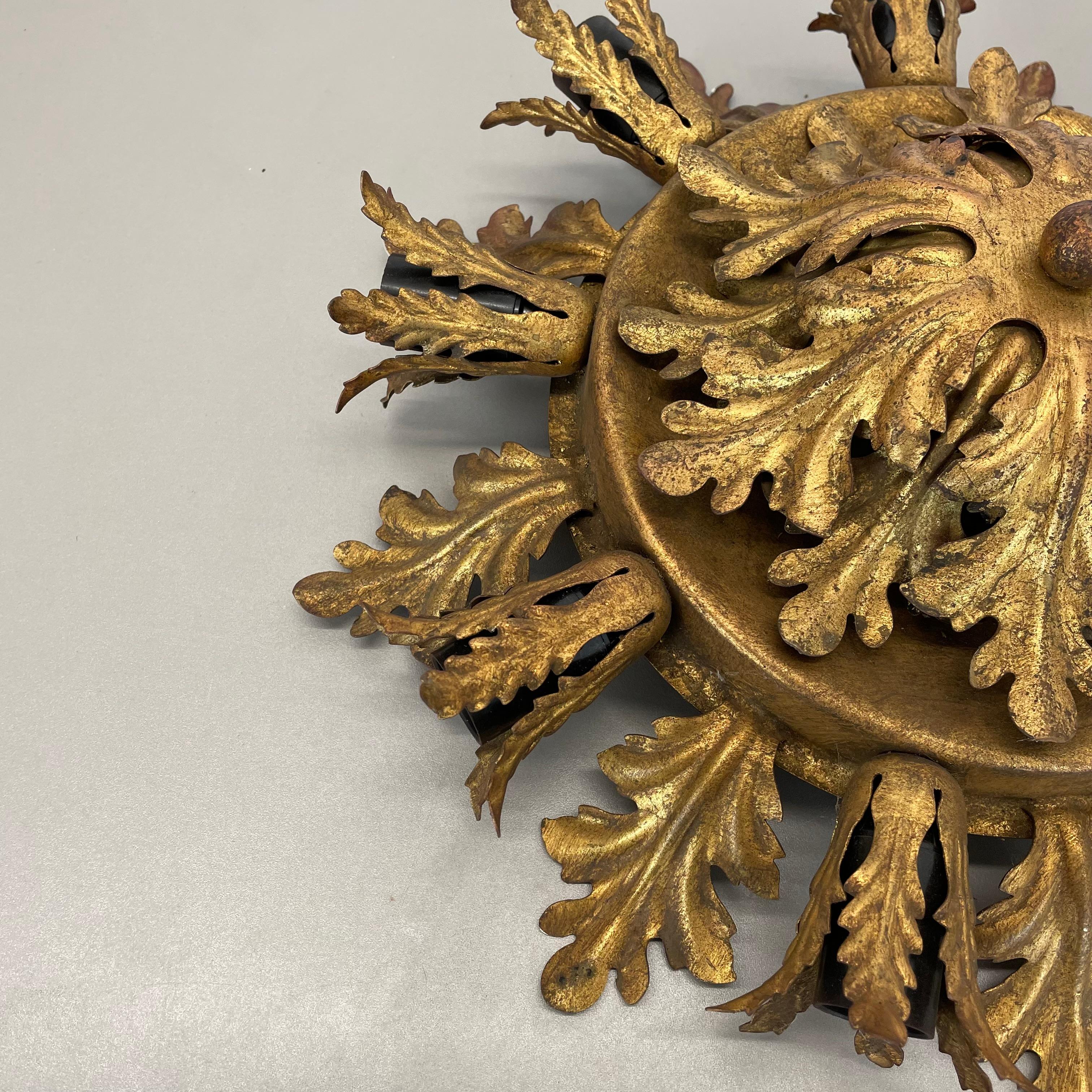 Italiano Plafoniera da teatro Florentine Golden 40cm di Banci Firenze , Italia, anni '60 in vendita