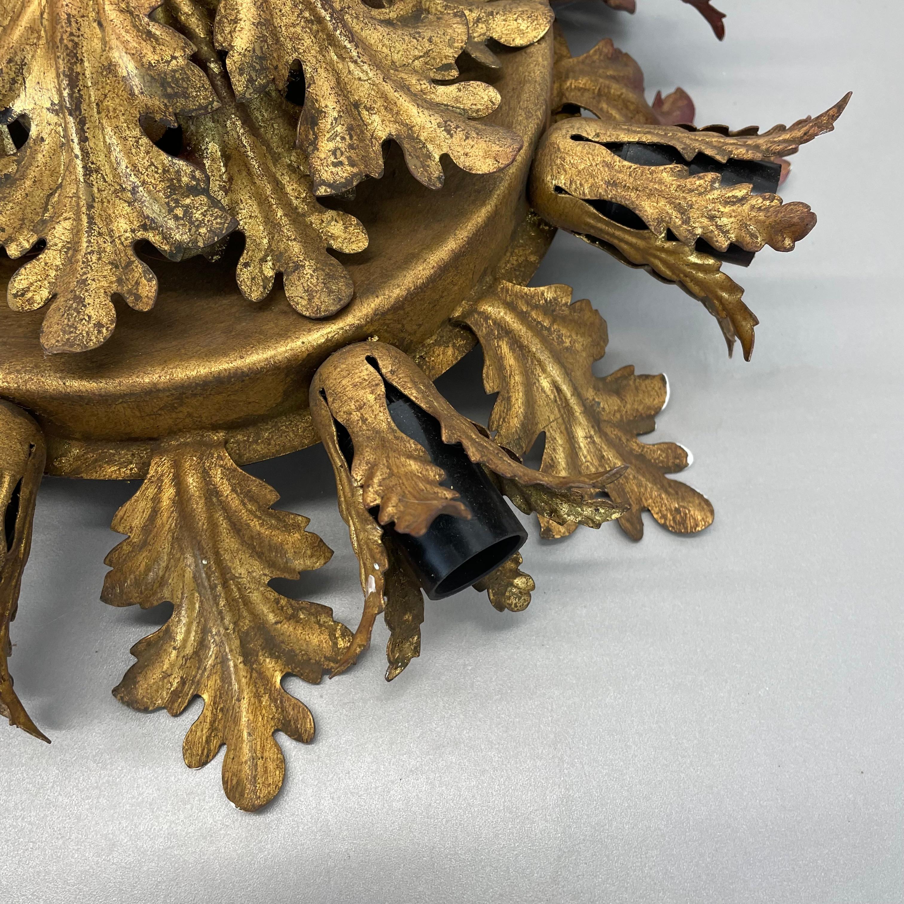 XX secolo Plafoniera da teatro Florentine Golden 40cm di Banci Firenze , Italia, anni '60 in vendita