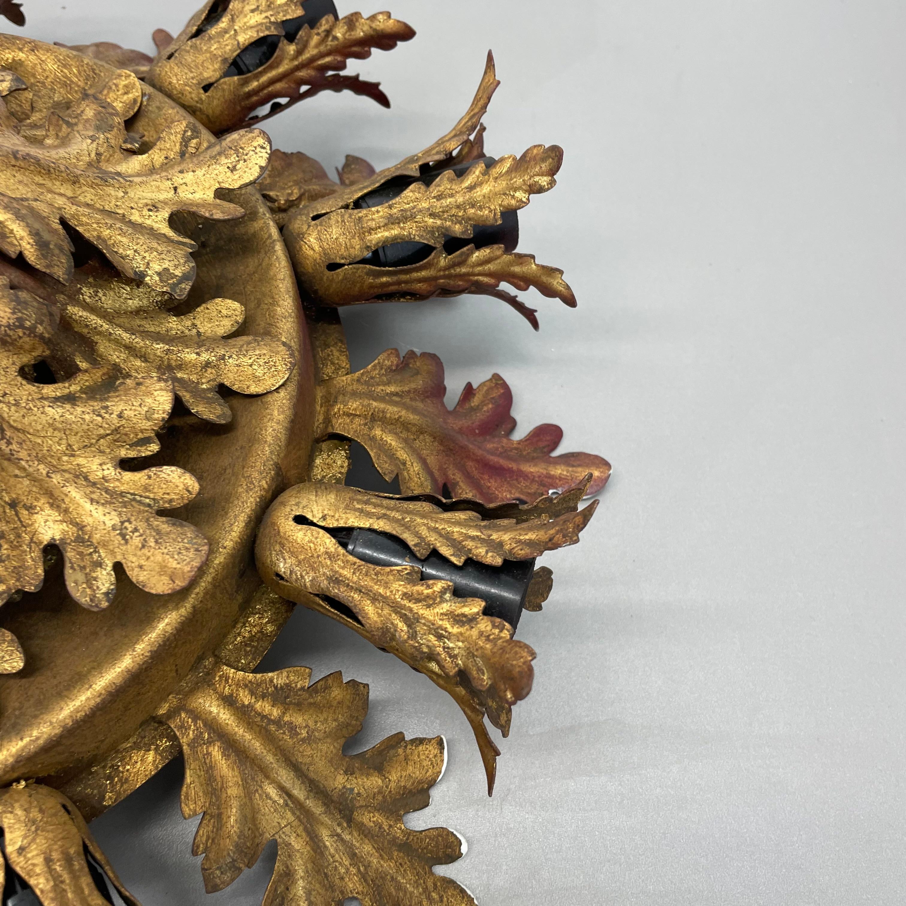 Metallo Plafoniera da teatro Florentine Golden 40cm di Banci Firenze , Italia, anni '60 in vendita