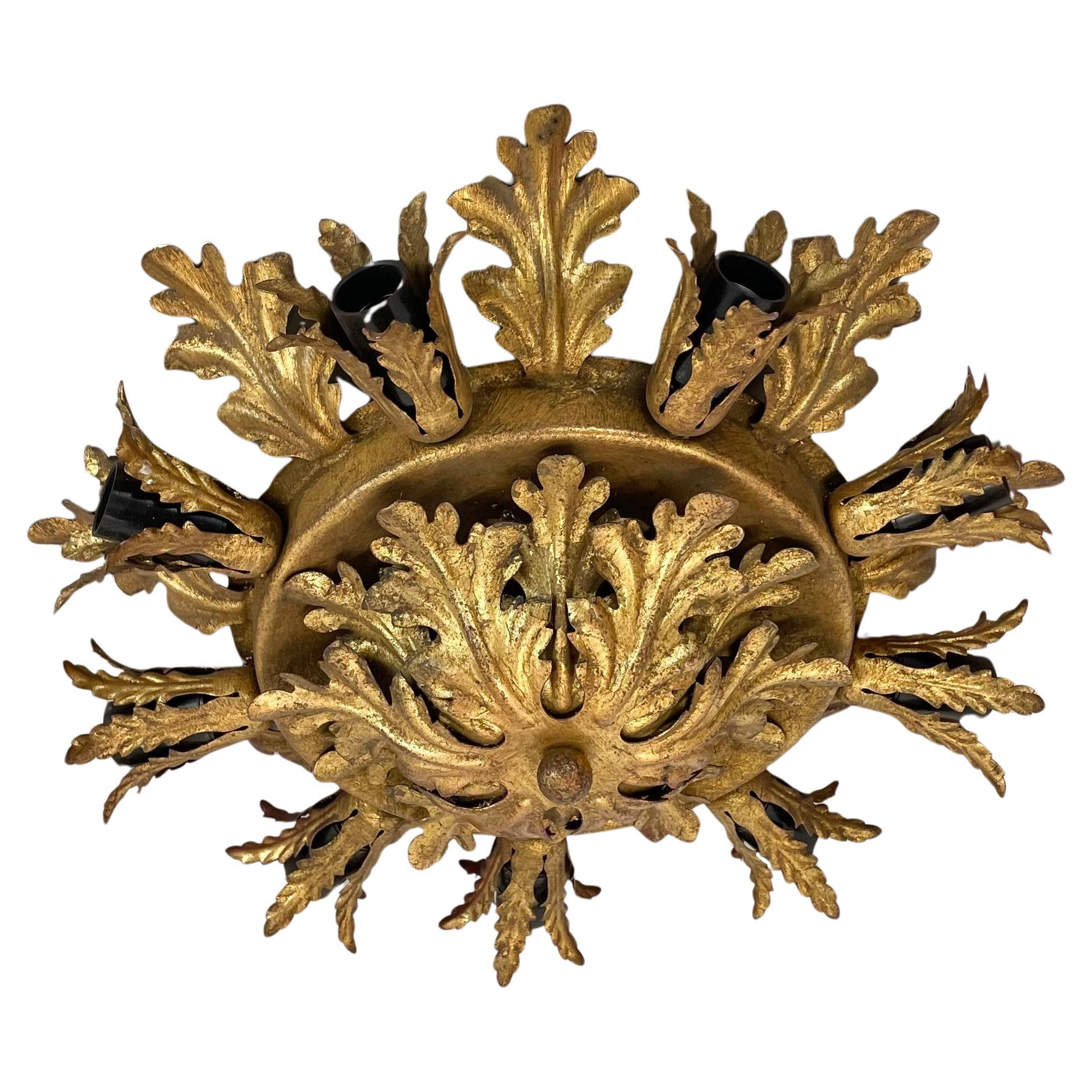 Golden 40cm Florentiner Theatre Ceiling Light by BANCI Firenze , Italy, 1960s