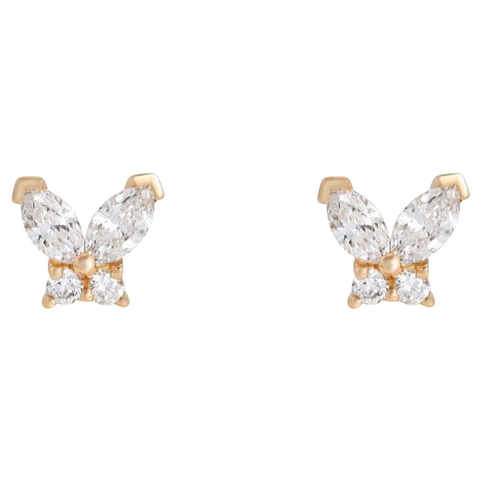 Golden Age 14K (or 18k upon request) Yellow Gold Diamond Stud Earrings