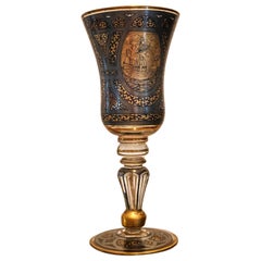 Antique Golden Age Enameled Dokkum, Glass Motiv Goblet
