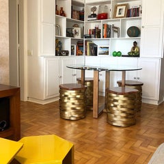 Golden Aluminum Bench or Stool, Ondulação