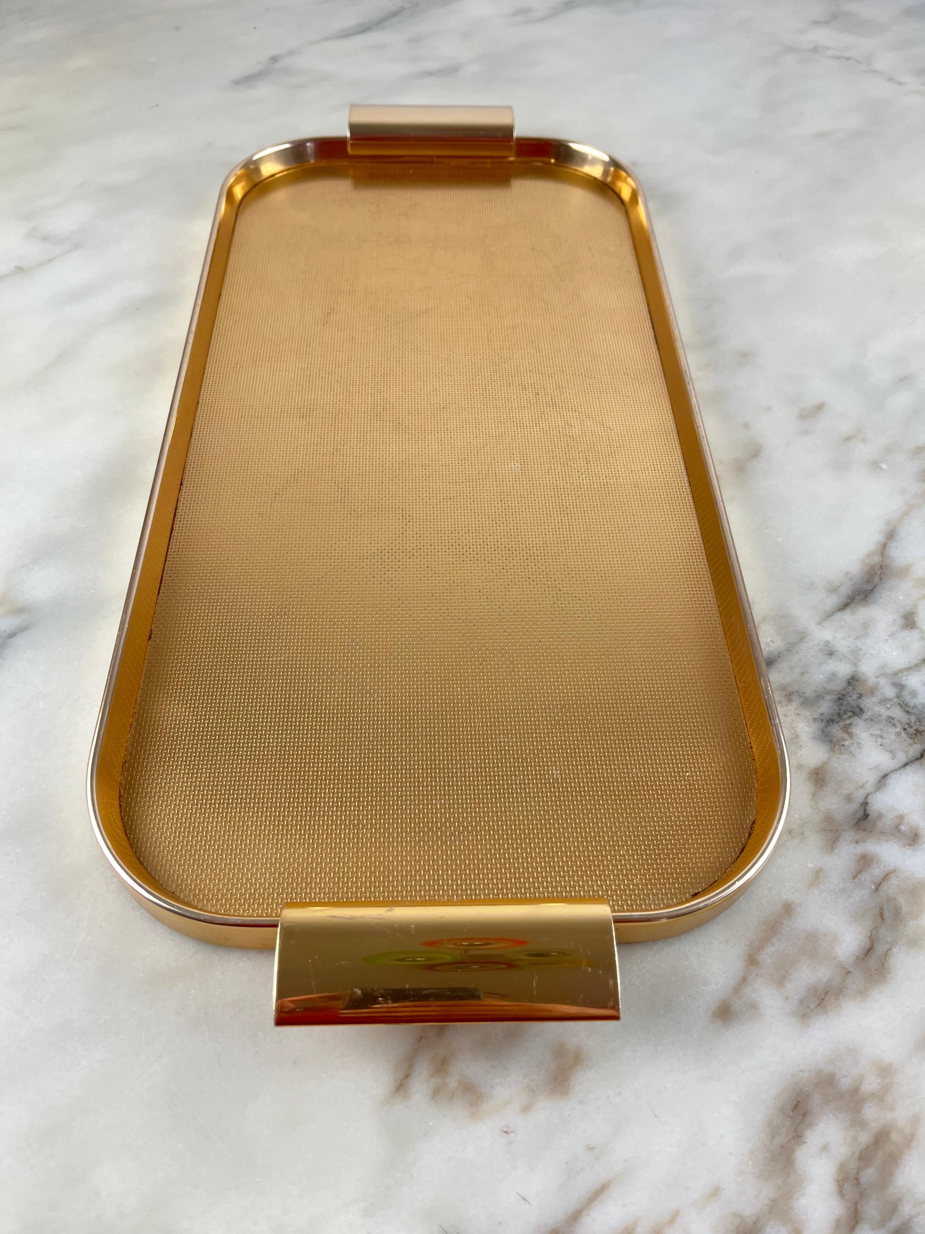 Golden Aluminum Tray Midcentury Italian Design 1960s For Sale 1