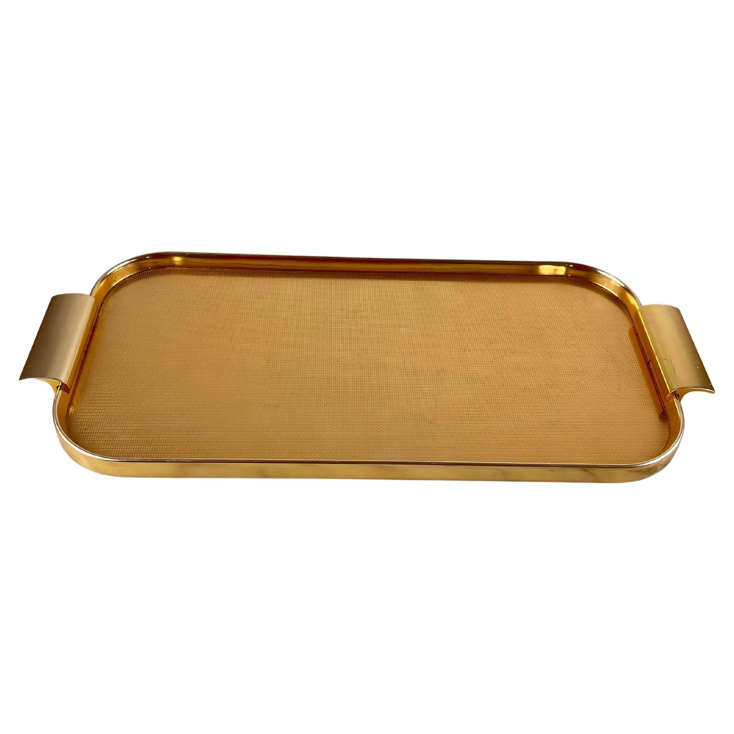 Golden Aluminum Tray Midcentury Italian Design 1960s For Sale