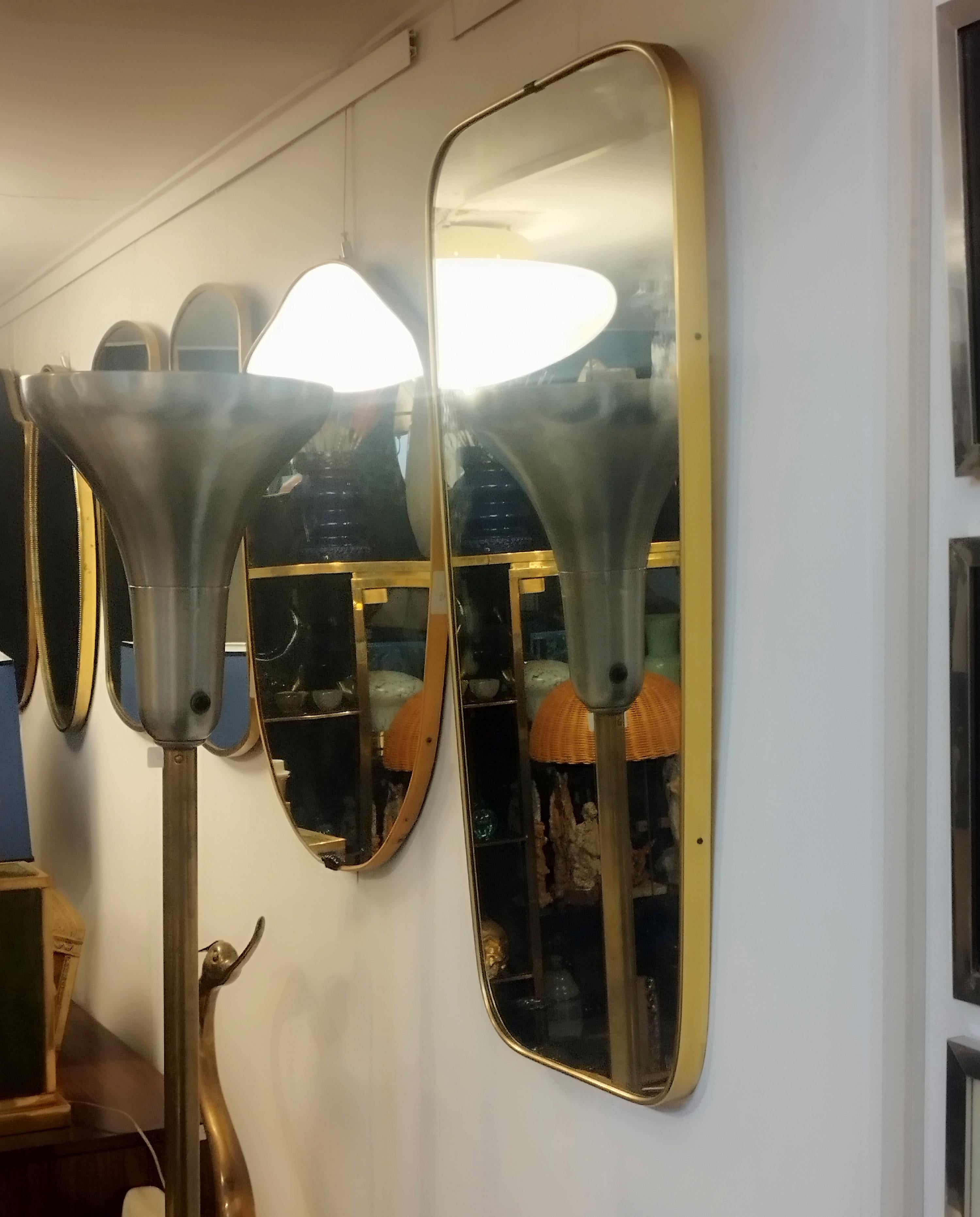 Golden Aluminum Wall Mirror, Italy 1950s In Good Condition In Naples, IT