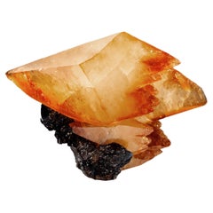 Goldener bernsteinfarbener Calcit-Kristall Mineralstufe - Cumberland Mine, USA