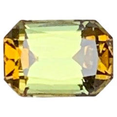 Naturbelassener Turmalin im Smaragdschliff, Farbe: von Goldbernstein bis Limettengelb, 8 mm