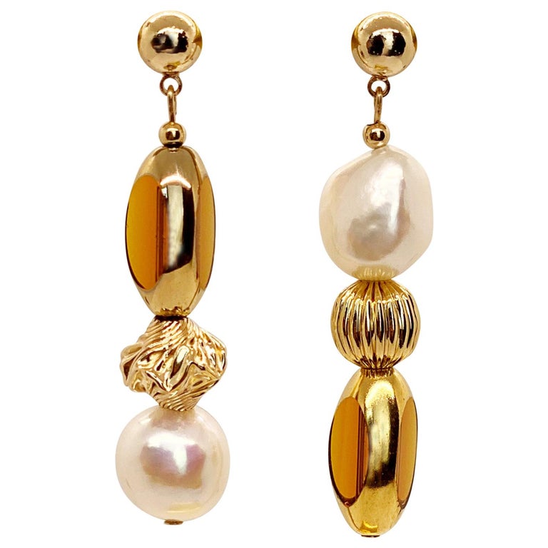 Golden Amber Vintage German Glass Beads edged with 24K gold Mismatch ...