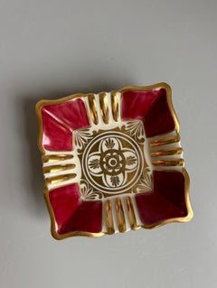 Piatto da portata Videopoche dorato e rosso bacca, 1955