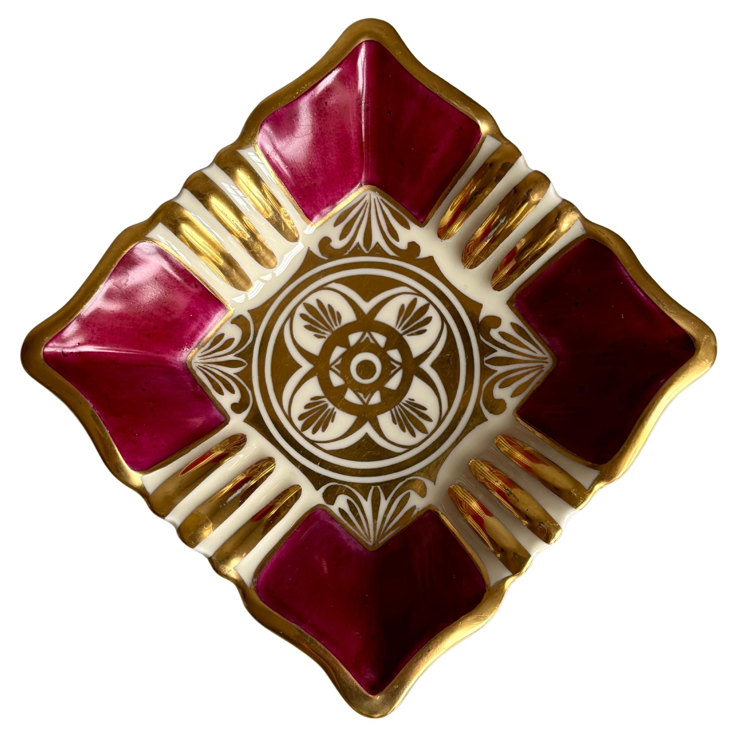 Piatto da portata Videopoche dorato e rosso bacca, 1955