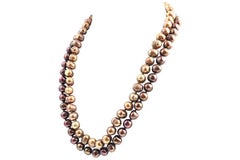 Golden and Mocha Cultured Pearl Necklaces Pair Set of 2