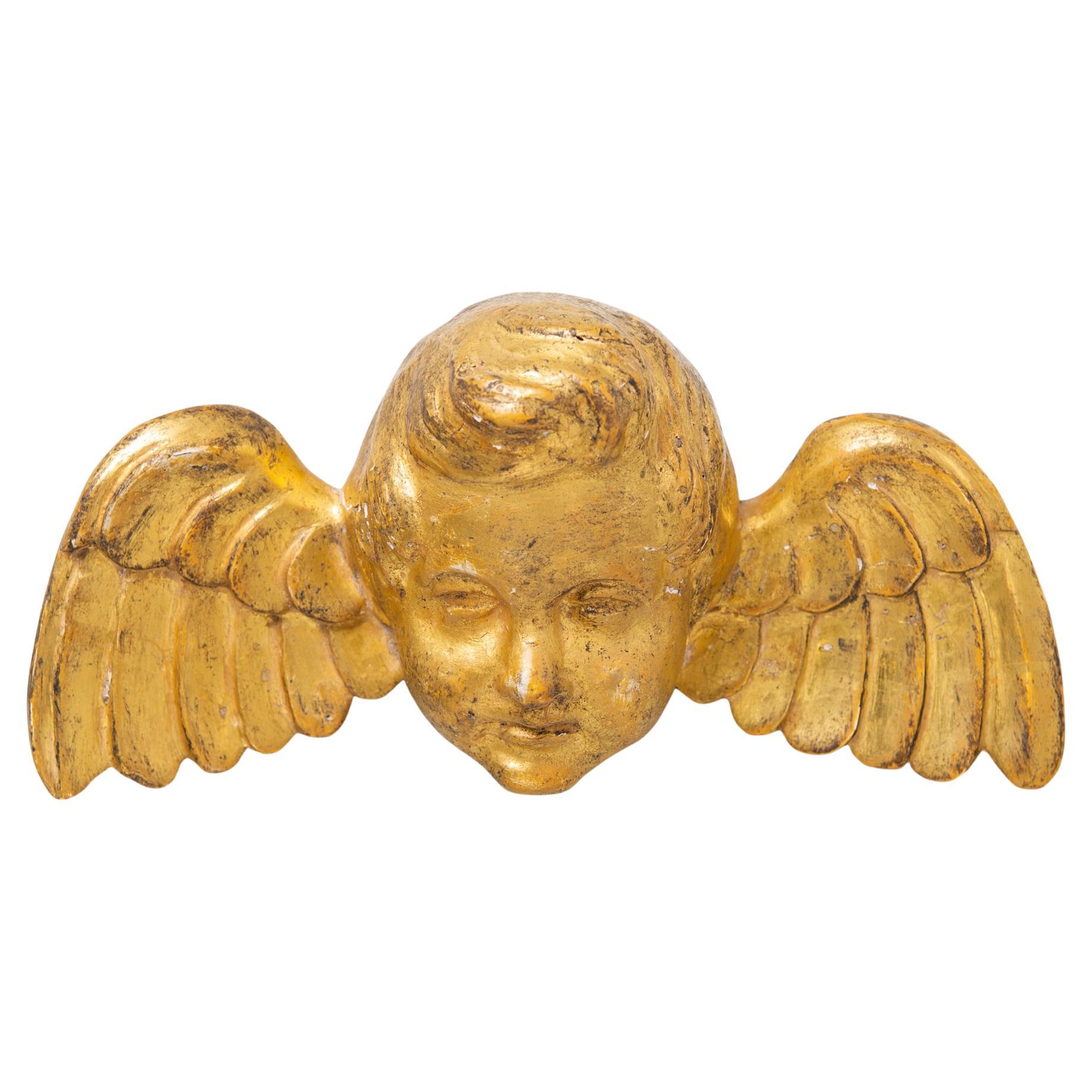 Tête d'ange dorée en vente