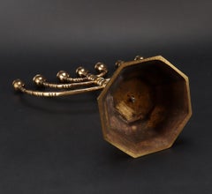 Antike Kandelaber Brutalistische Menorah Jewish Judaica Goldene Kerzenhalter Messing