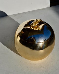 Golden Apple Ice Bucket, circa 1970 — Gilt Metal with Glass Interior