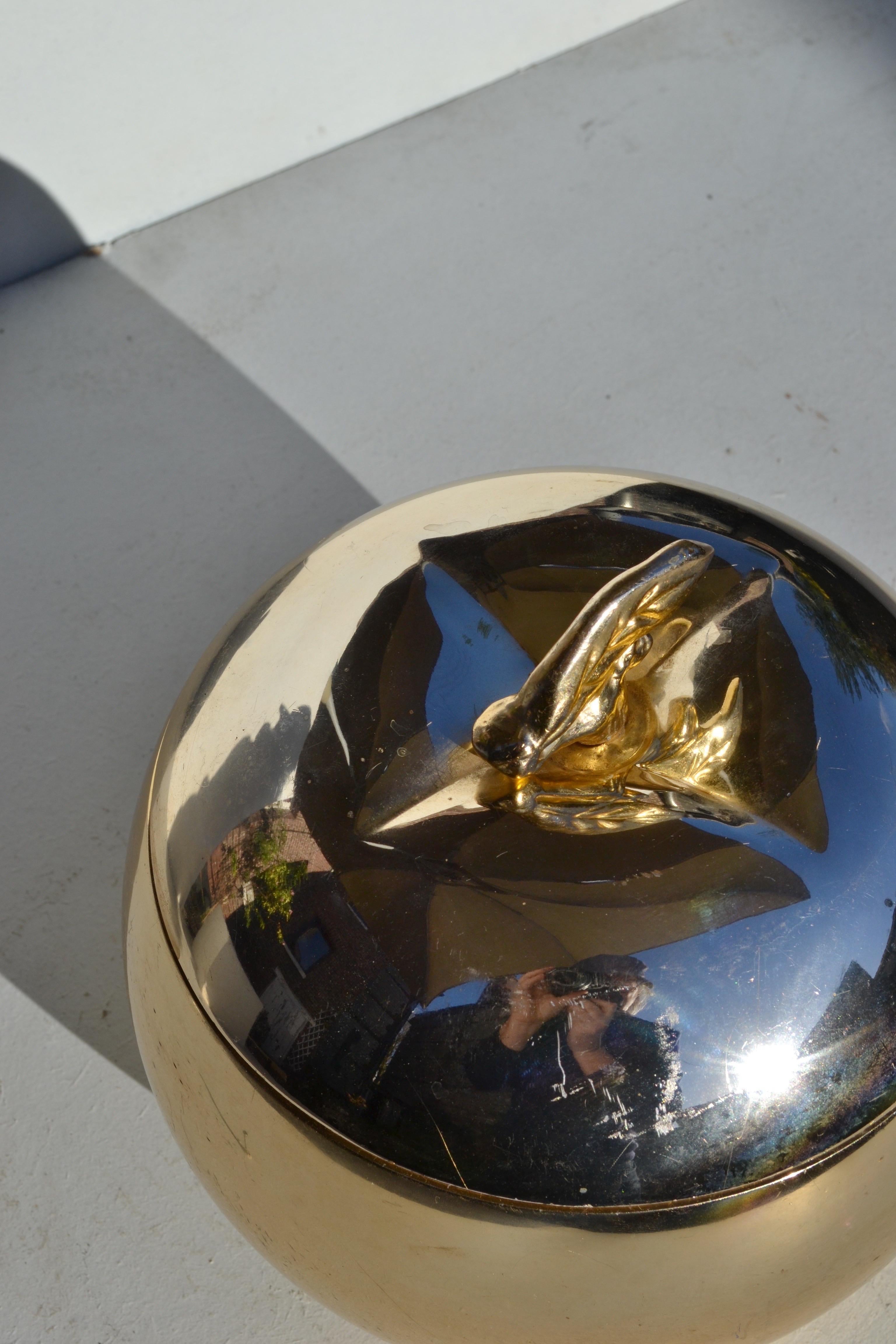 Fine XX secolo Secchiello per ghiaccio Golden Apple, 1970 circa - Metallo dorato con interno in vetro in vendita