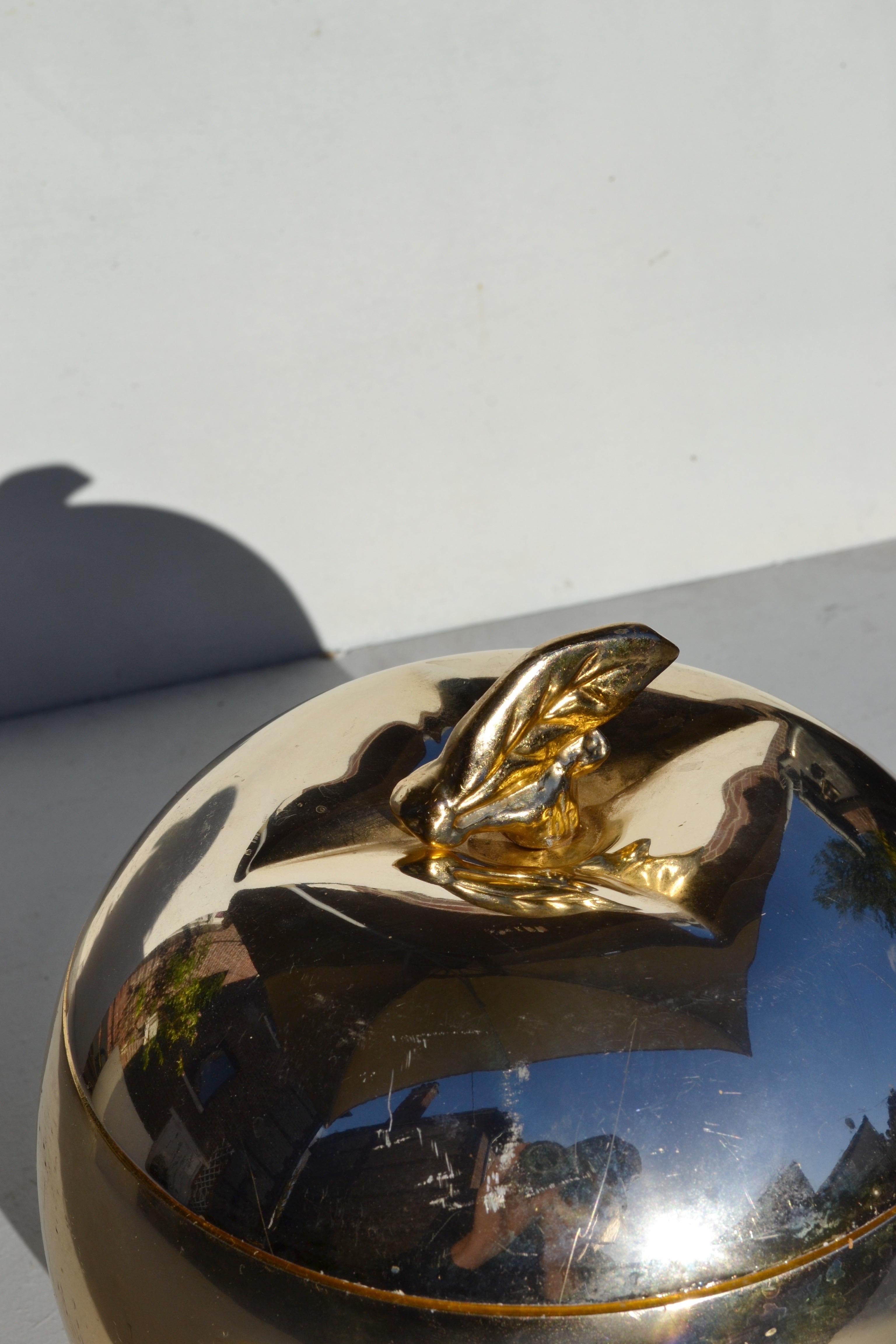 Secchiello per ghiaccio Golden Apple, 1970 circa - Metallo dorato con interno in vetro in vendita 2