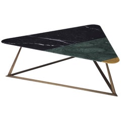 Golden Archer Coffee Table in Nero Marquina, Verde Guatemala, Gold Leaf