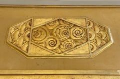 Golden Art Deco mirror, France 1925, gilded wood with flowers decorations