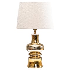 Golden Art Glass Table Lamp by Gustav Leek for Flygsfors, Sweden, 1960s