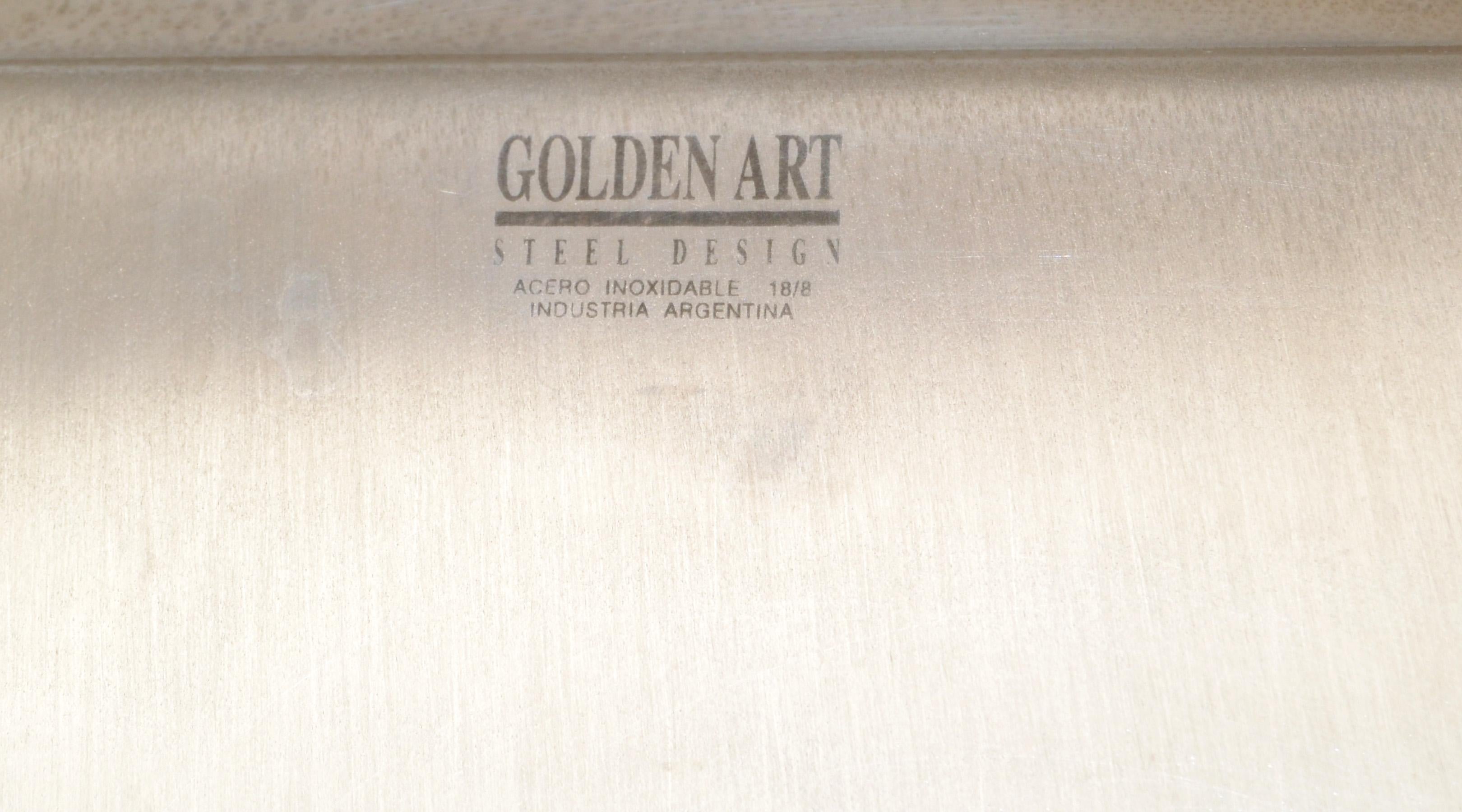 Golden Art Steel Design Argentina Serving Tray Inox 18/8 Stainless Steel, 1980 For Sale 1
